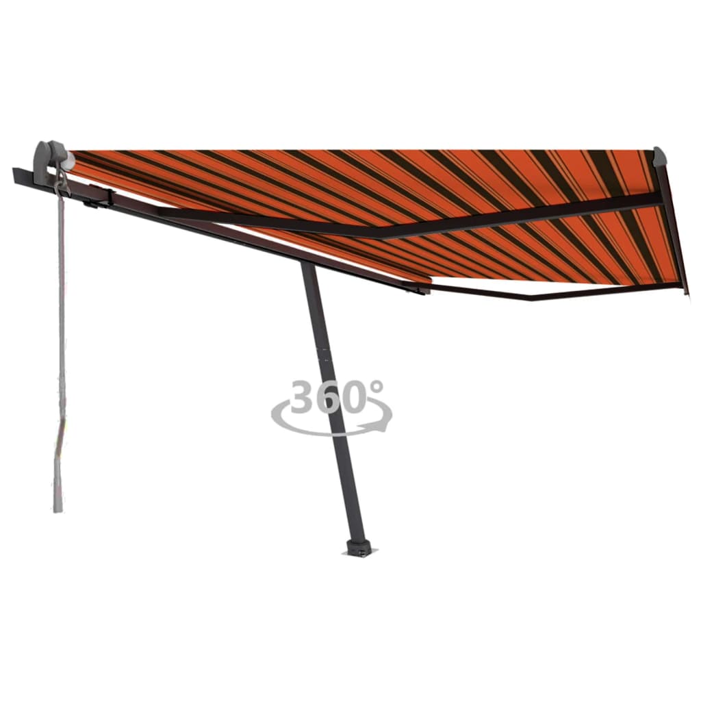 Prostostoječa avtomatska tenda 450×300 cm oranžna/rjava