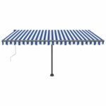Avtomatska tenda LED + senzor 450x300 cm modra in bela - Image 3