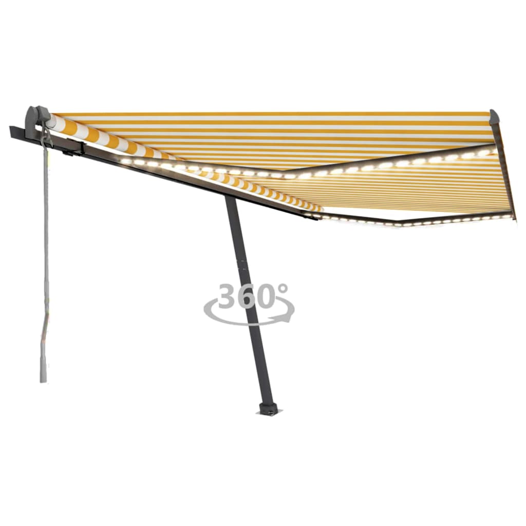 Avtomatska tenda LED + senzor 450×300 cm rumena/bela