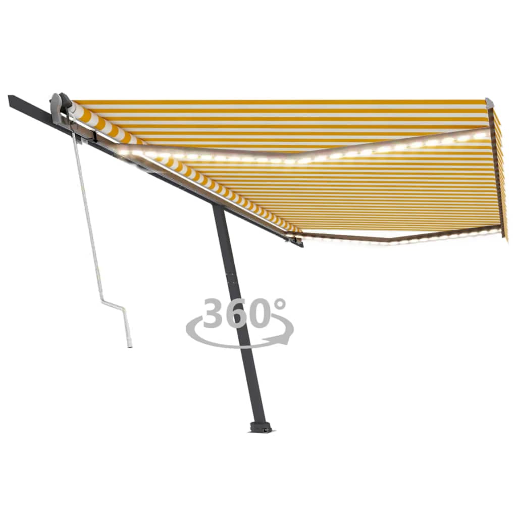 Avtomatska tenda LED + senzor 500×300 cm rumena/bela