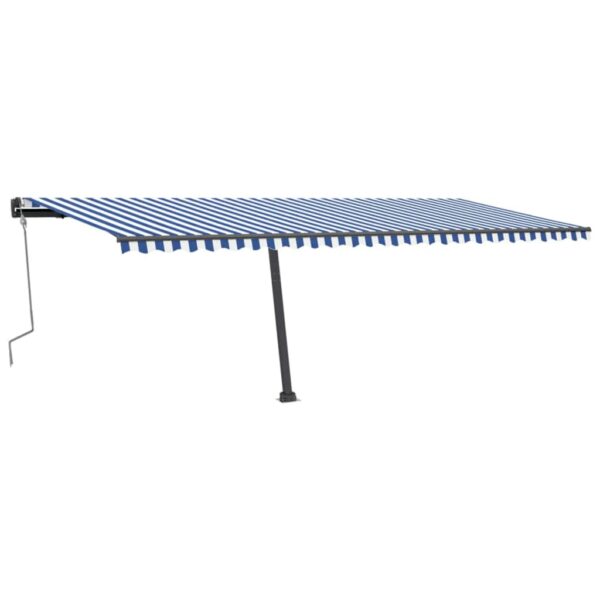 Ročno zložljiva tenda z LED lučkami 600x300 cm modra in bela - Image 2