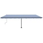 Ročno zložljiva tenda z LED lučkami 600x300 cm modra in bela - Image 3
