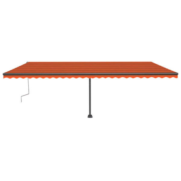 Ročna zložljiva tenda z LED lučkami 600x300 cm oranžna in rjava - Image 2