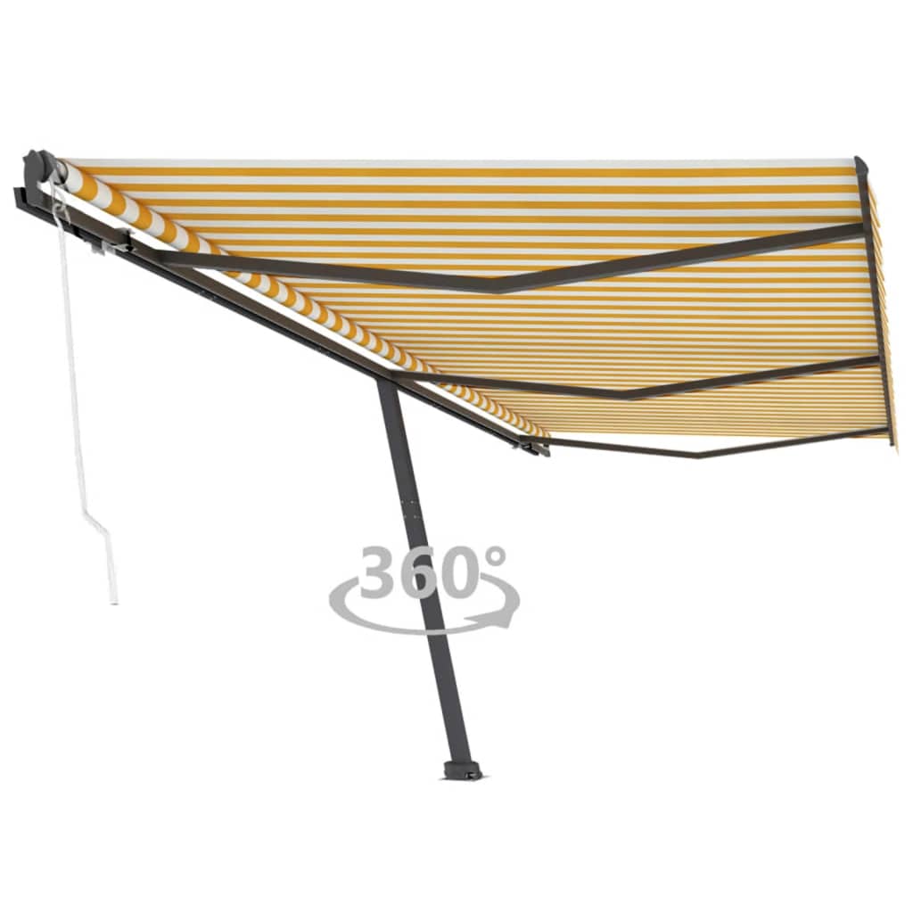 Prostostoječa avtomatska tenda 600×300 cm v rumeno/bela