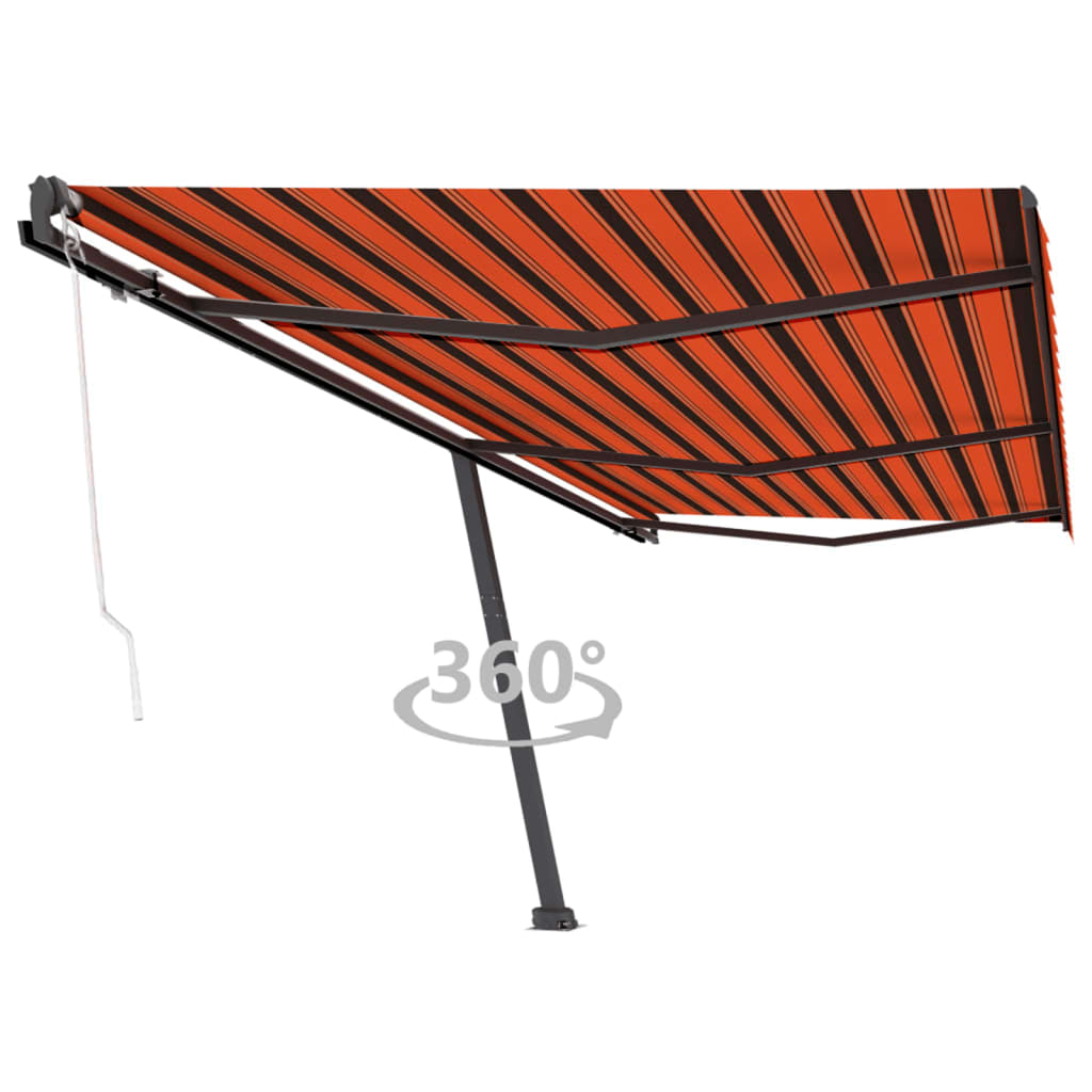Prostostoječa avtomatska tenda 600×300 cm oranžna/rjava