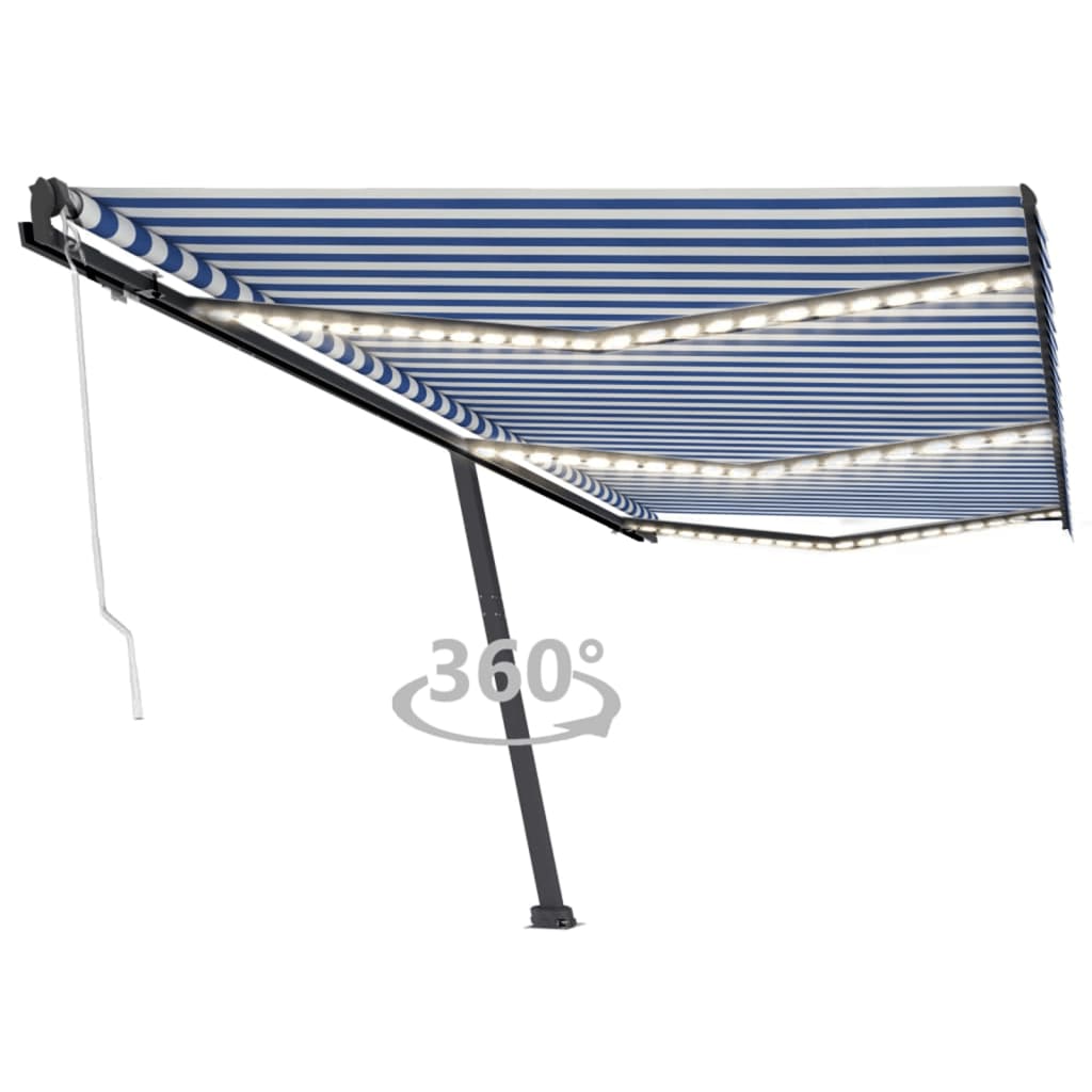 Avtomatska tenda LED + senzor 600×300 cm modra in bela