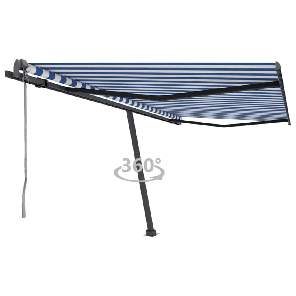 Prostostoječa avtomatska tenda 400×350 cm modra/bela