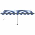 Avtomatska tenda LED + senzor 400x350 cm modra in bela - Image 2