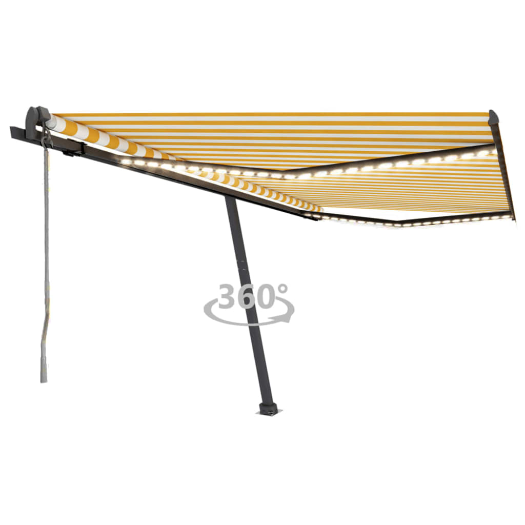 Avtomatska tenda LED + senzor 400×350 cm rumena/bela