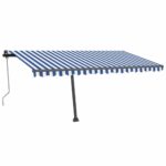 Prostostoječa avtomatska tenda 450x350 cm modra/bela - Image 2