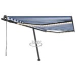 Avtomatska tenda LED + senzor 450x350 cm modra in bela