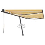 Avtomatska tenda LED + senzor 450x350 cm rumeno/bela