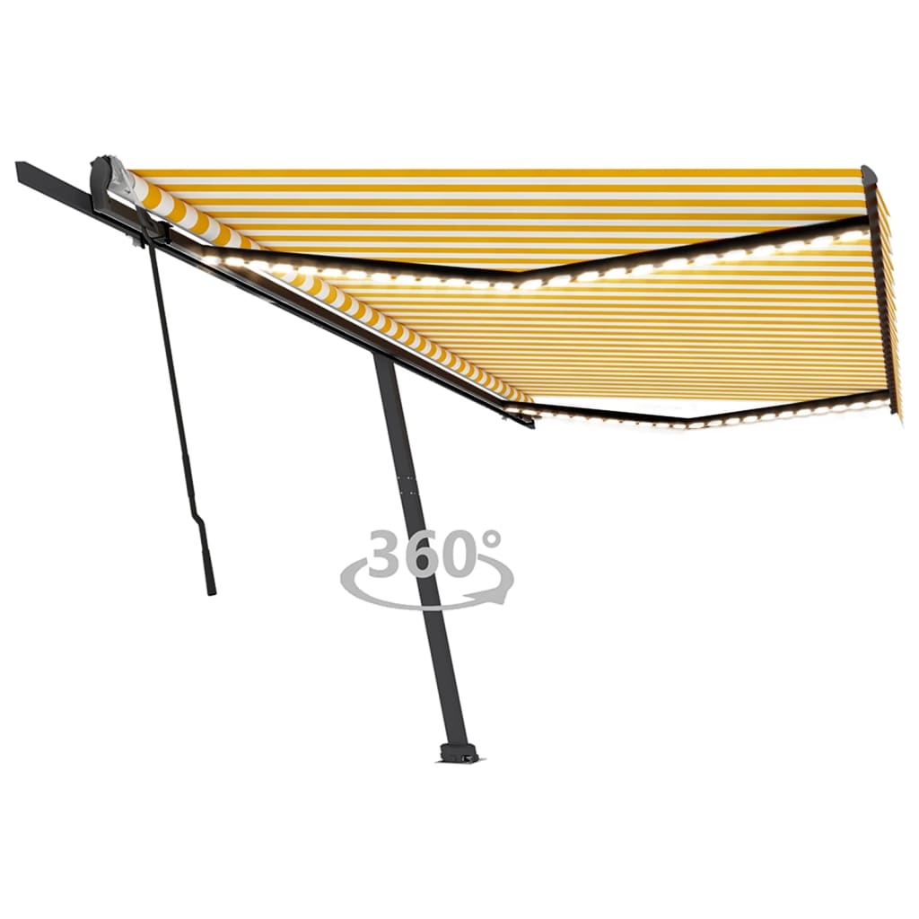 Ročno zložljiva tenda z LED lučkami 500×350 cm rumena in bela