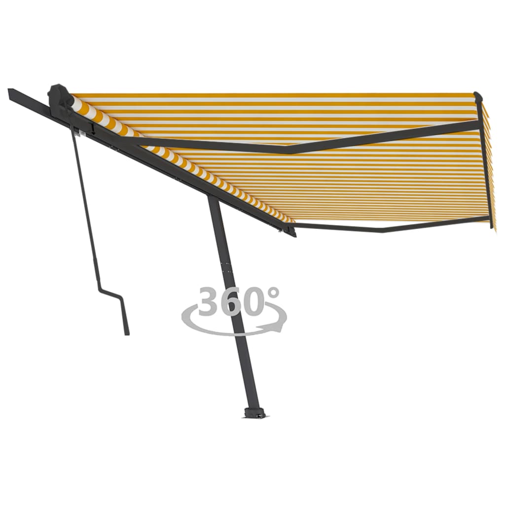 Prostostoječa avtomatska tenda 500×350 cm rumena/bela