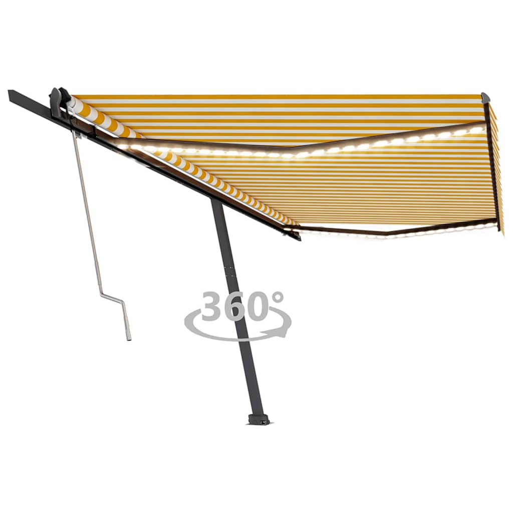 Avtomatska tenda LED + senzor 500×350 cm rumena/bela