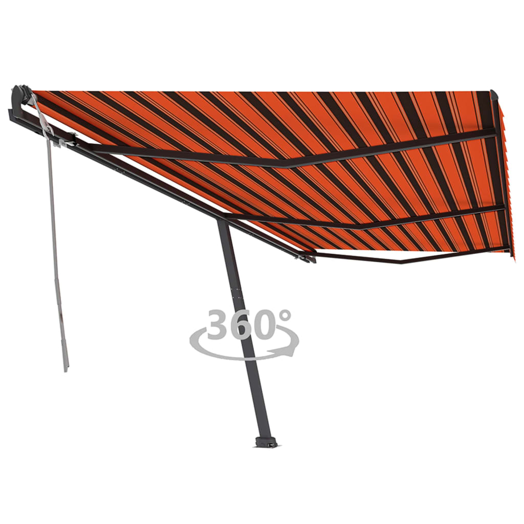 Prostostoječa ročno zložljiva tenda 600×350 cm oranžna/rjava