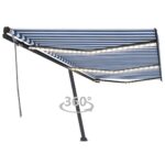 Ročno zložljiva tenda z LED lučkami 600x350 cm modra in bela