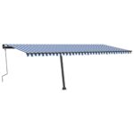 Ročno zložljiva tenda z LED lučkami 600x350 cm modra in bela - Image 2