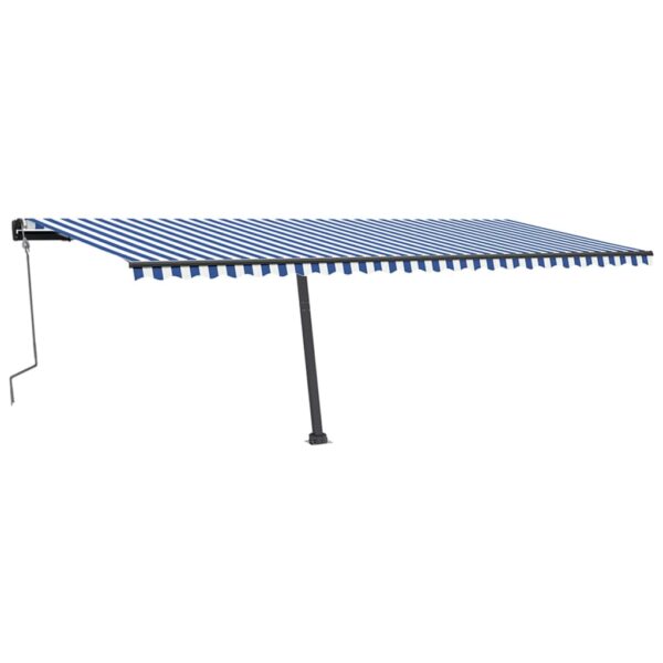 Ročno zložljiva tenda z LED lučkami 600x350 cm modra in bela - Image 2