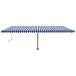 Ročno zložljiva tenda z LED lučkami 600x350 cm modra in bela - Image 3