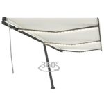 Ročno zložljiva tenda z LED lučkami 600x350 cm krem