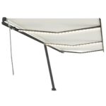 Ročno zložljiva tenda z LED lučkami 600x350 cm krem - Image 2