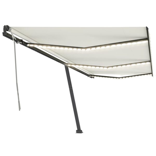 Ročno zložljiva tenda z LED lučkami 600x350 cm krem - Image 2