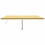 Prostostoječa avtomatska tenda 600x350 cm rumena/bela - Image 3