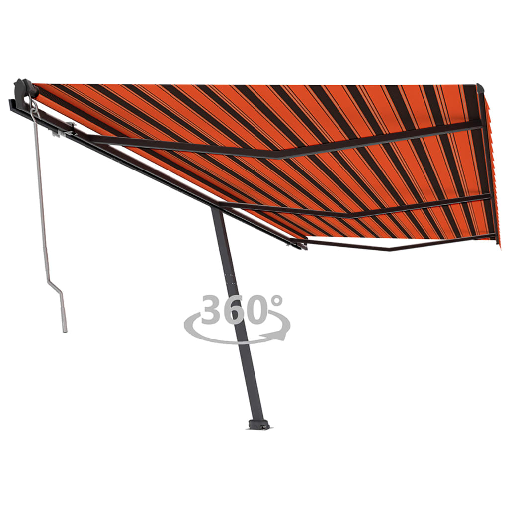 Prostostoječa avtomatska tenda 600×350 cm oranžna/rjava