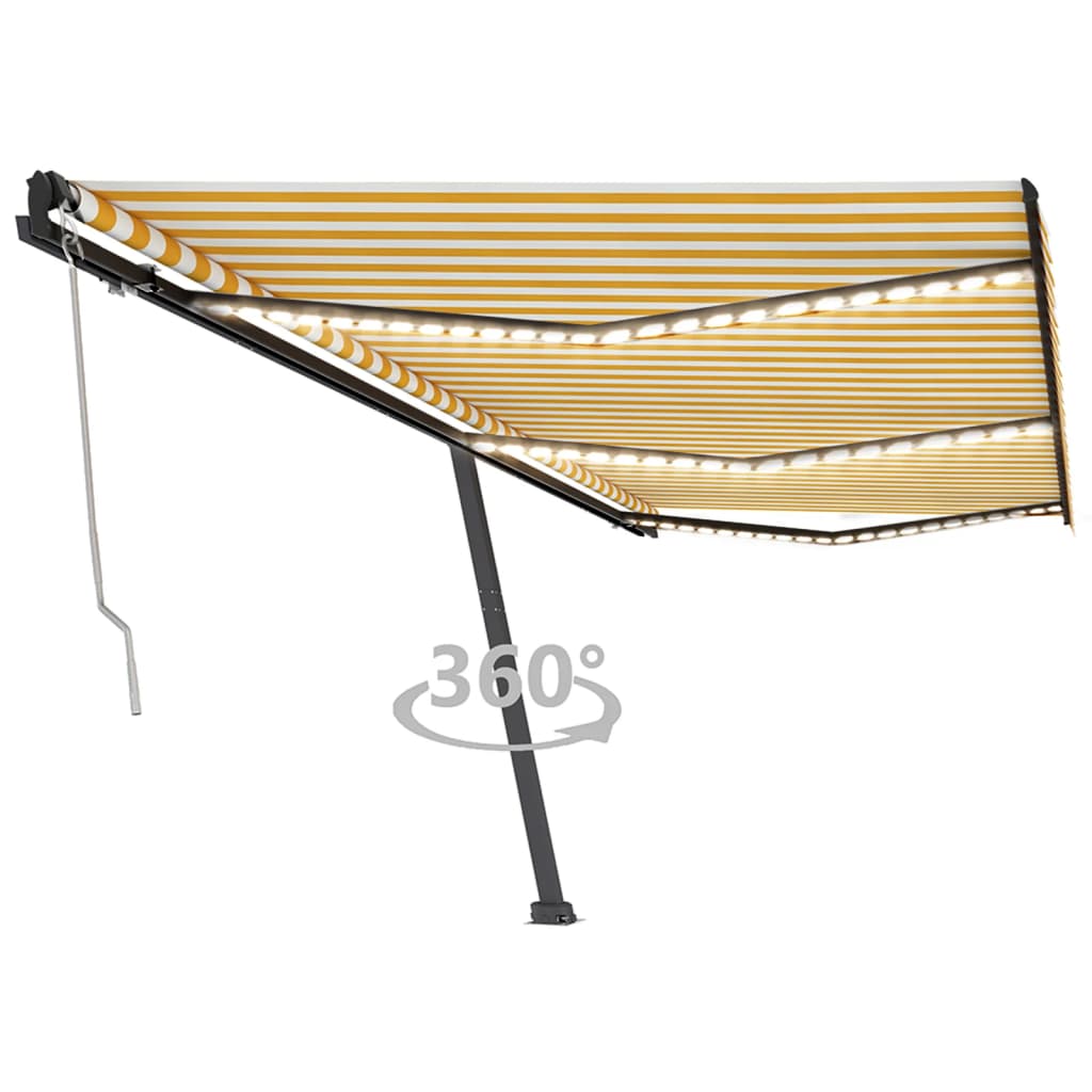 Avtomatska tenda LED + senzor 600×350 cm rumena/bela