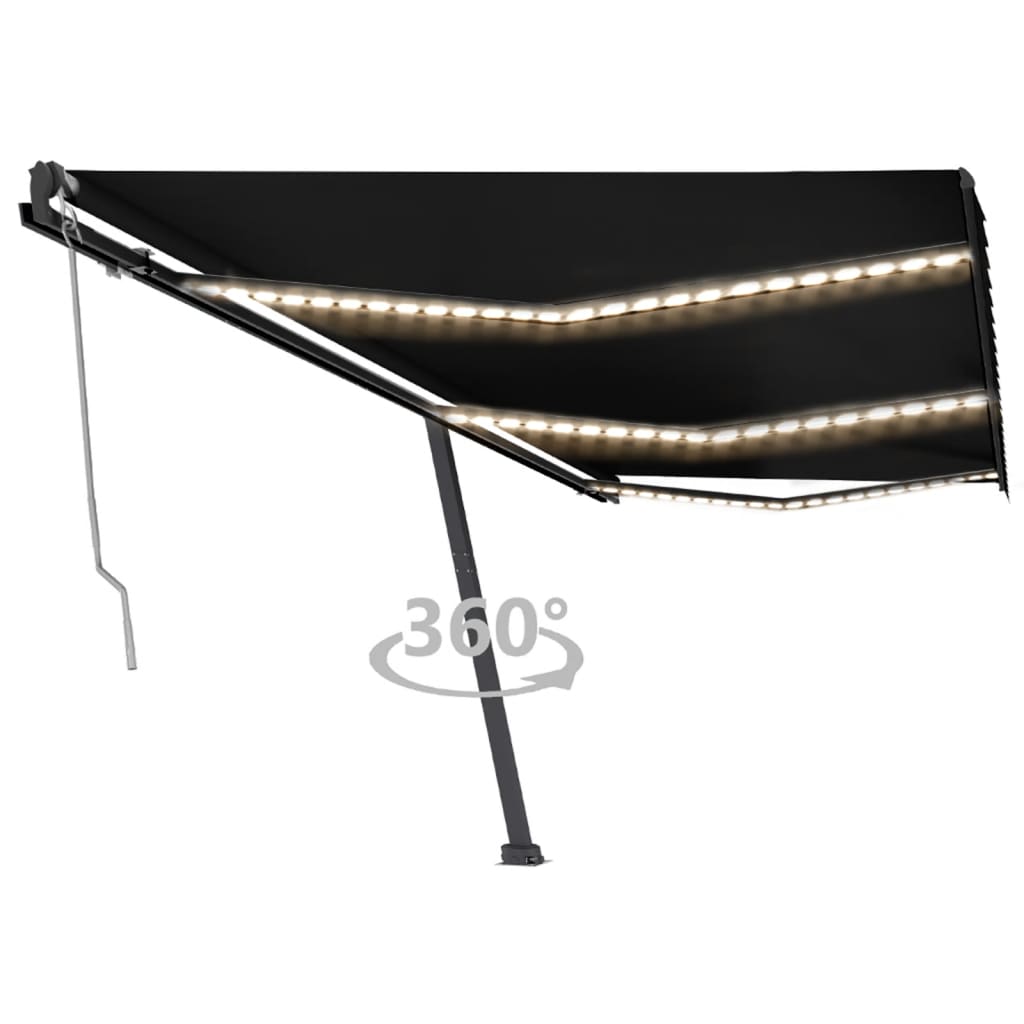 Avtomatska tenda LED + senzor 600×350 cm antracitna