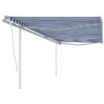 Ročno zložljiva tenda s stebrički 6x3 m modra in bela