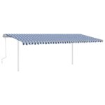 Ročno zložljiva tenda s stebrički 6x3 m modra in bela - Image 2