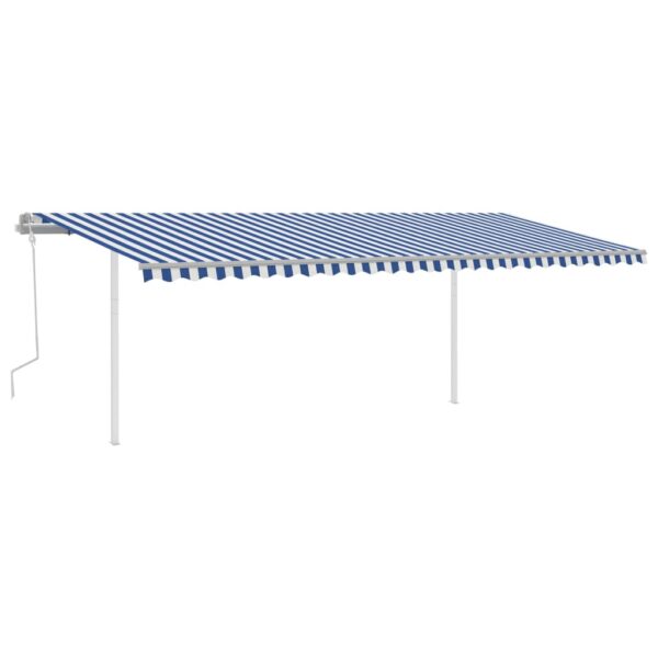 Ročno zložljiva tenda s stebrički 6x3 m modra in bela - Image 2