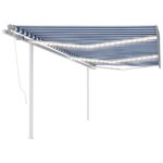 Ročno zložljiva tenda z LED lučkami 6x3 m modra in bela