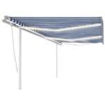 Avtomatska tenda LED + senzor 6x3 m modra in bela