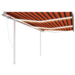 Avtomatska tenda LED + senzor 6x3 m oranžna in rjava
