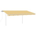 Avtomatsko zložljiva tenda s stebrički 4,5x3,5 m rumena in bela - Image 2