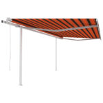 Avtomatsko zložljiva tenda s stebrički 4,5x3,5 m oranžna/rjava