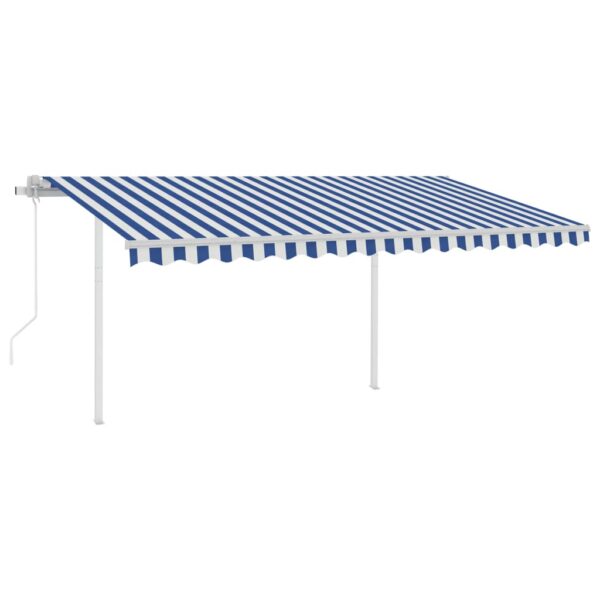 Avtomatska tenda LED + senzor 4,5x3,5 m modra in bela - Image 2