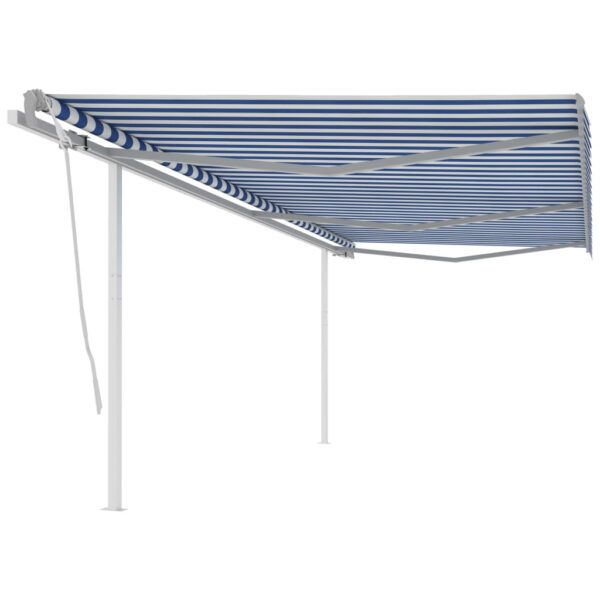 Ročno zložljiva tenda s stebrički 6x3,5 m modra in bela