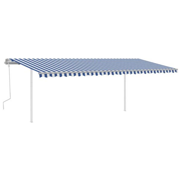 Ročno zložljiva tenda s stebrički 6x3,5 m modra in bela - Image 2