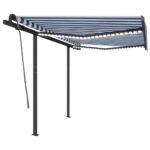 Avtomatska tenda LED + senzor 3x2,5 m modra in bela - Image 2