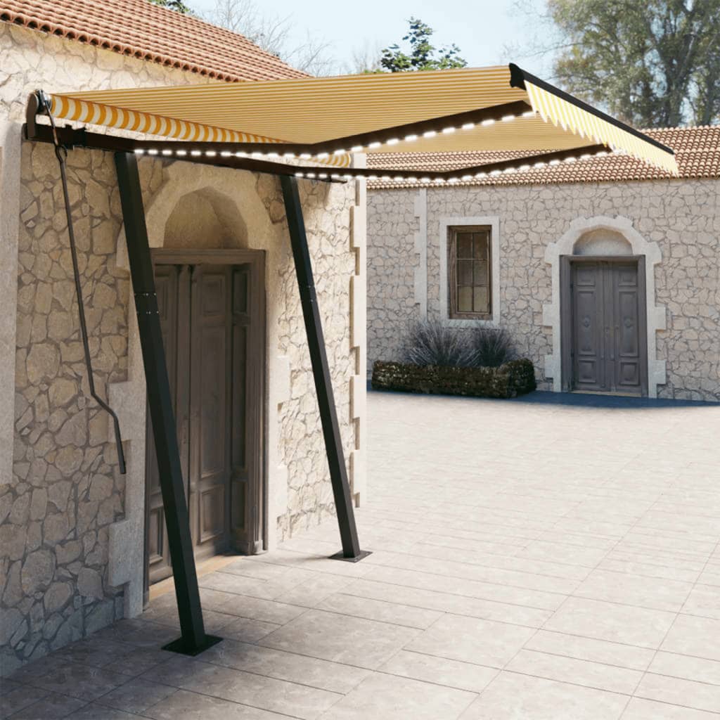 Avtomatska tenda LED + senzor 3×2,5 m rumena in bela