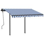 Avtomatska tenda LED + senzor 3,5x2,5 m modra in bela - Image 3