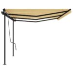Ročno zložljiva tenda s stebrički 6x3 m rumena in bela - Image 2