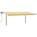 Ročno zložljiva tenda s stebrički 6x3 m rumena in bela - Image 3