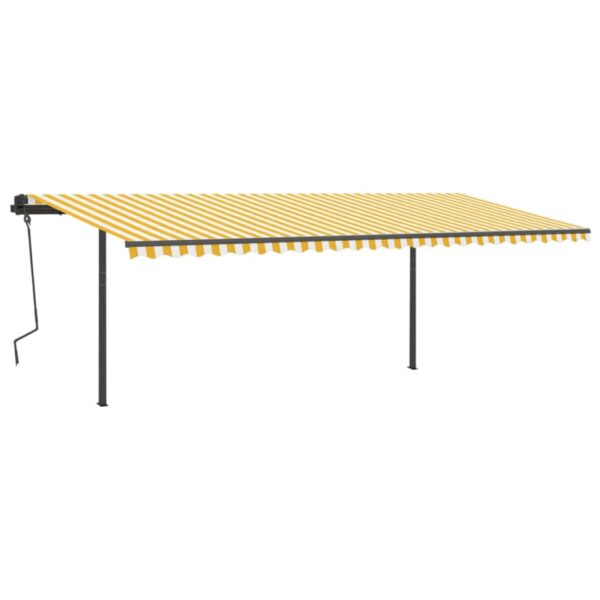 Ročno zložljiva tenda s stebrički 6x3 m rumena in bela - Image 3