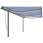Ročno zložljiva tenda z LED lučkami 6x3 m modra in bela
