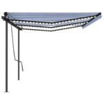 Ročno zložljiva tenda z LED lučkami 6x3 m modra in bela - Image 2
